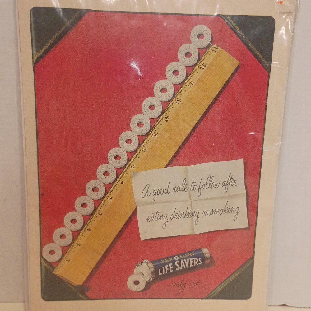 Original 1950 LIFESAVER Advertisement Magazine Page Pep-O-Mint Candies 10x14"